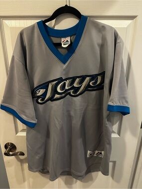 Toronto Blue Jays Delgado #25 Majestic Jersey Mens XL Gray Blue MLB Baseball